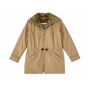 Vintage Mighty-Mac Parka Jacket Tan Faux Fur Split Zip Hood Mens Size 38 USA
